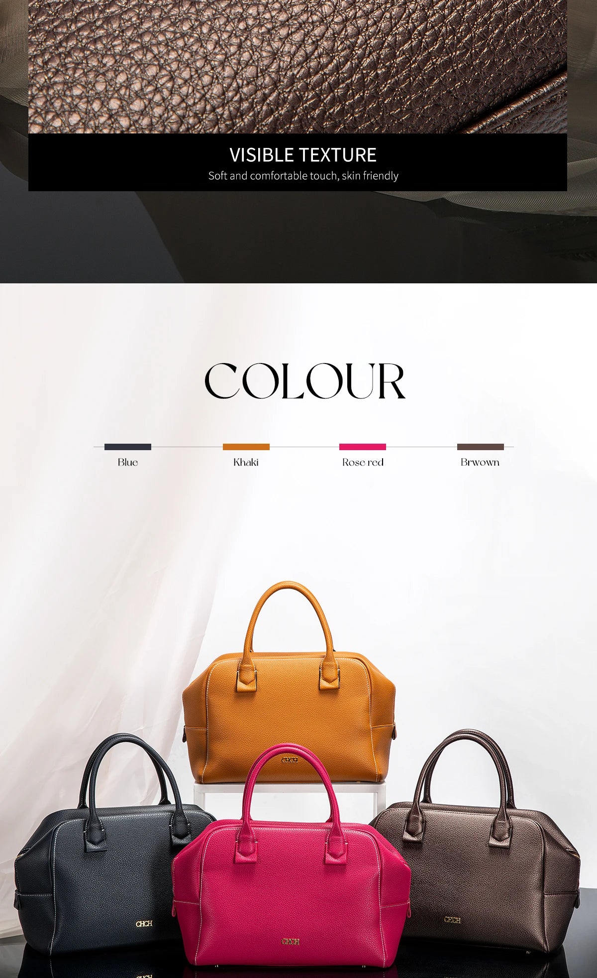 CHCH Women's Crossbody Bag Autumn Large Capacity Pillow Bag Hidden Blue Zipper Wide Shoulder Strap Travel Bag