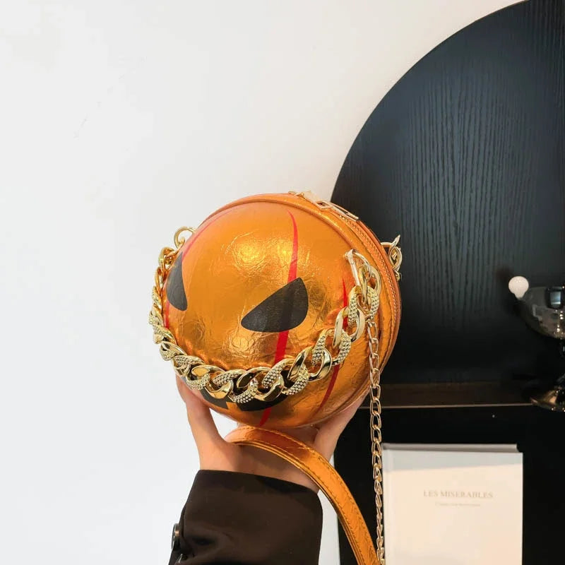 Thick Chain Handbag Clutch Bag 2024 New Halloween Handbag Purse Ghost Festival Pumpkin Crossbody Bag Lady Mini Phone Bag