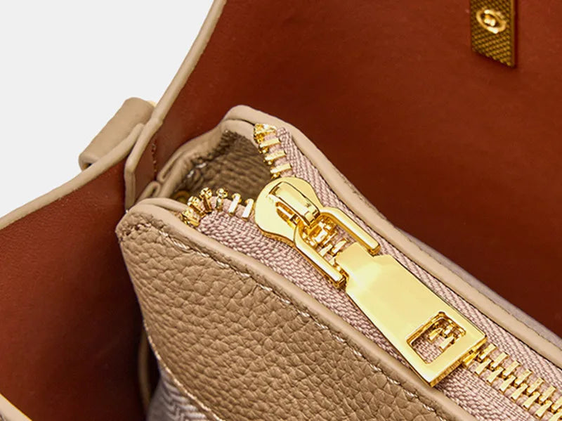 Luxury Women Genuine Leather Top Designer Bucket Bag Versatile New Fashion Tote Bag High-end Crossbody Bag With 2 Shoulder Strap