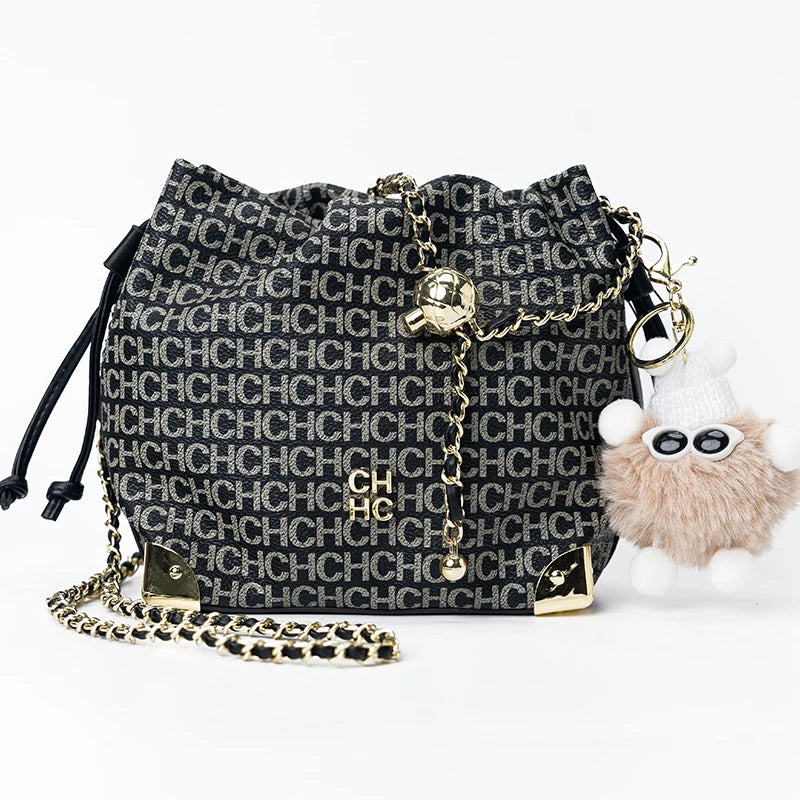 CH Crossbody High Quality Ladies Light Luxury Chain Bag Adjustable Brand Letter Print Cartoon Pendant Design Unique Popular