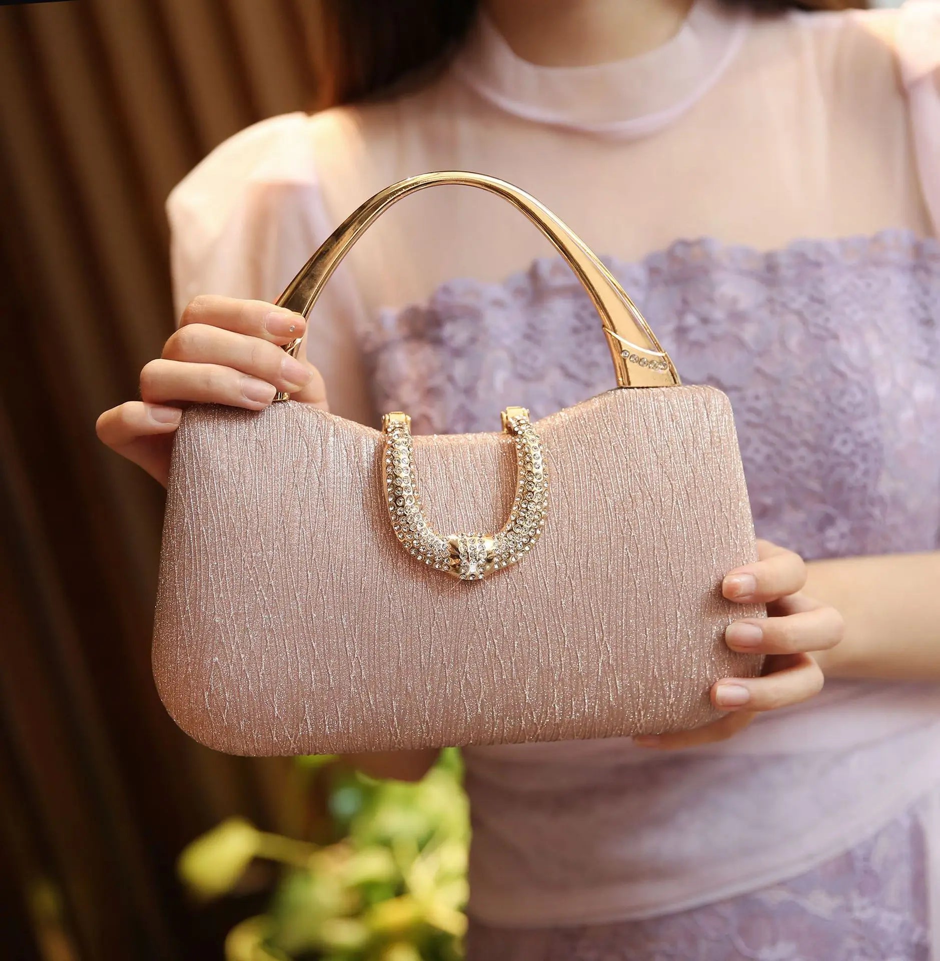 2024 Fashion Trend New Women's Bag High-end Texture Fine Glitter Exquisite Hand-held Evening Bag Fashion Urban Beauty Clutch Bag
