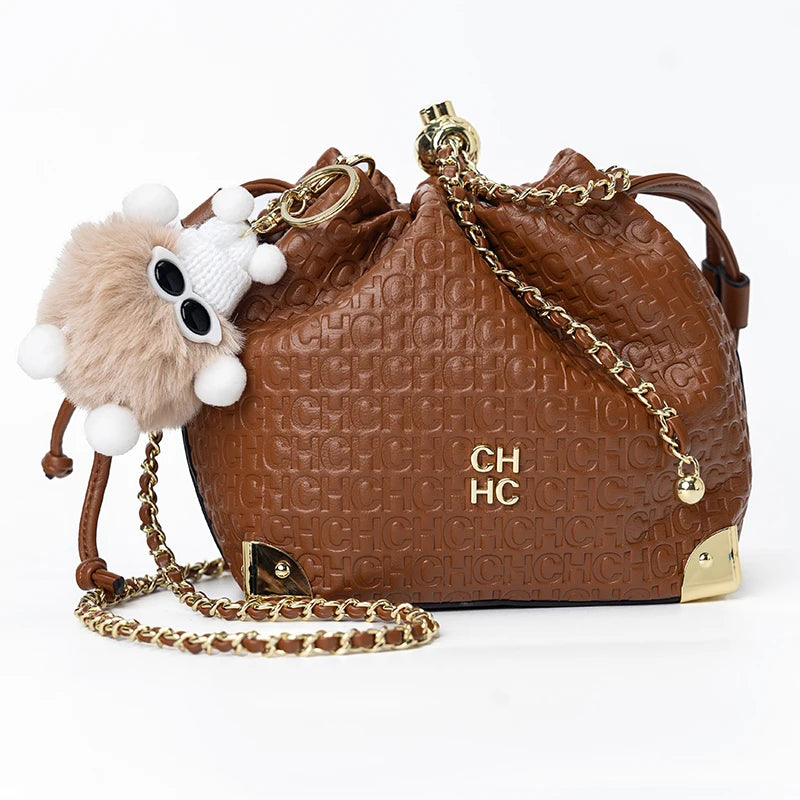 CH Crossbody High Quality Ladies Light Luxury Chain Bag Adjustable Brand Letter Print Cartoon Pendant Design Unique Popular