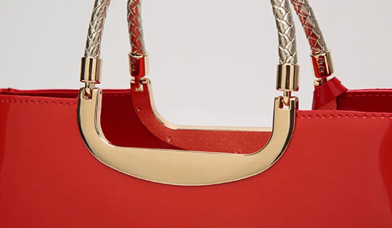 Luxury Designer Handbags Women 2024 High-end Evening Party Clutch Bag Ladies Bright Patent Leather Top Handle Underarm Bags