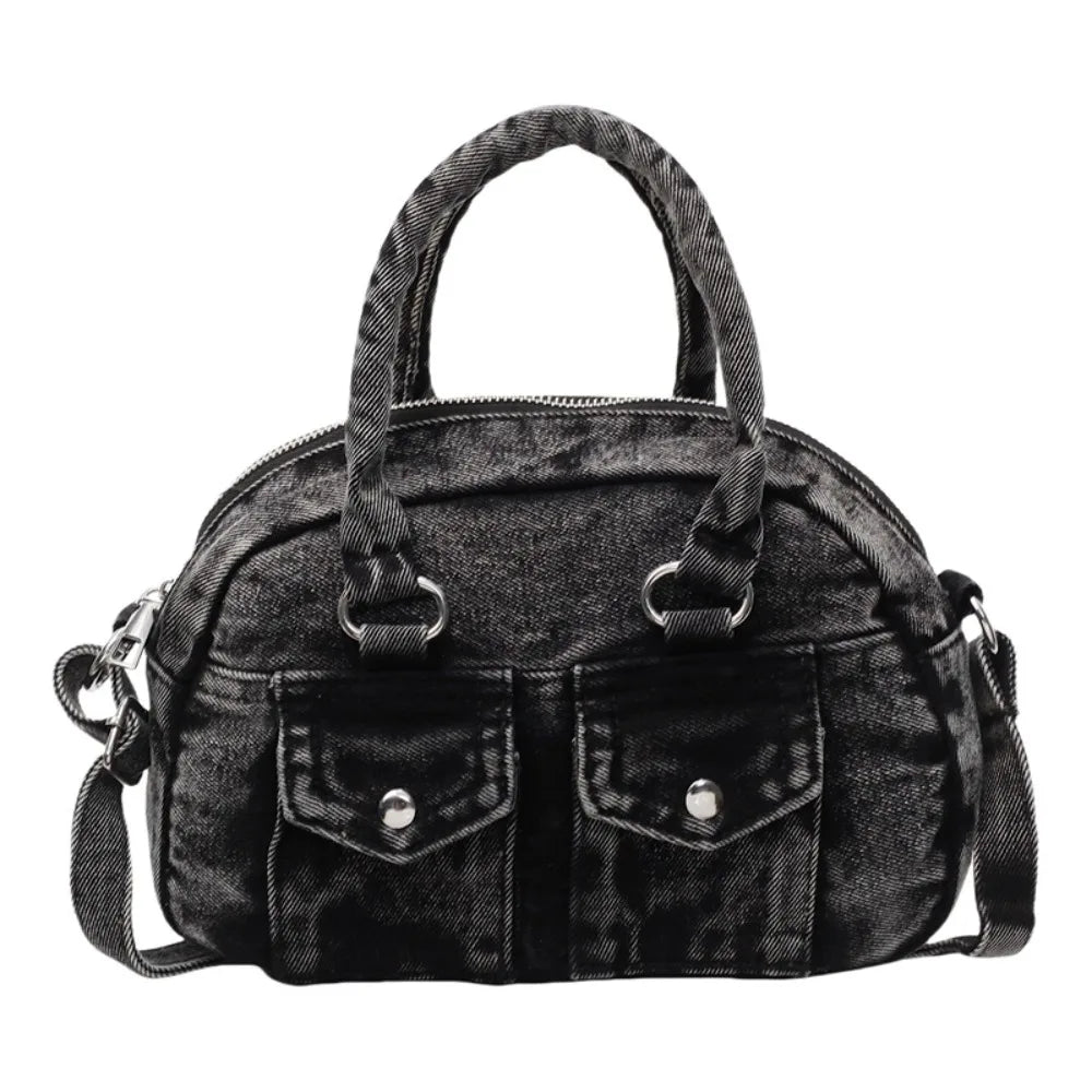 Fashion Handbag Retro Denim Bag Underarm Bag Crossbody Bag Spicy Girl Shoulder Bag Y2K Armpit Bag Washed Jean Bag Shopping