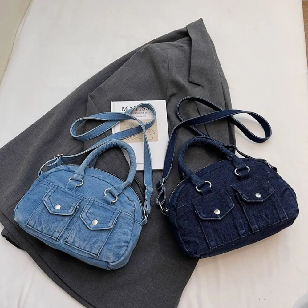 Fashion Handbag Retro Denim Bag Underarm Bag Crossbody Bag Spicy Girl Shoulder Bag Y2K Armpit Bag Washed Jean Bag Shopping