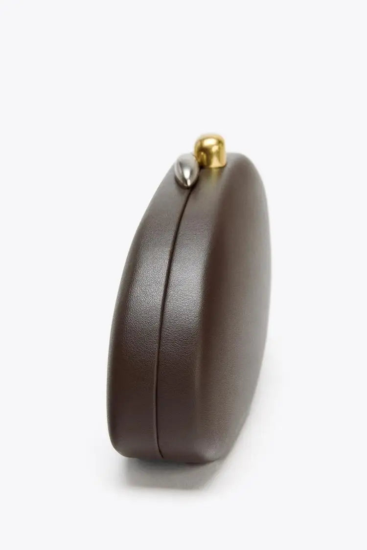 METALLIC CLOSURE CLUTCH, Luxury Design Evening Bag with Chains, Elegant Shoulder Purses for Ladies, Small Handbag Clip Bag