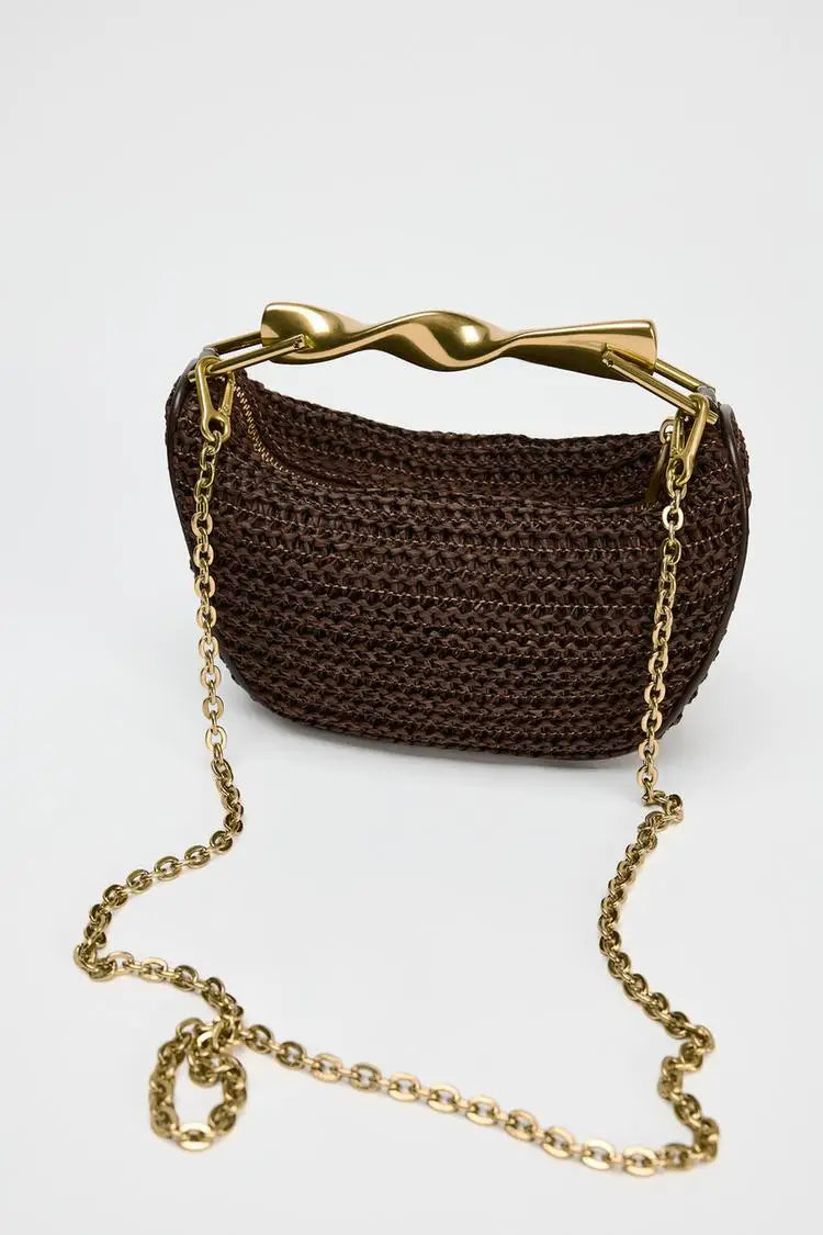 Summer Half-Moon Beach Straw Shoulder Bags Women's Straw Bucket Bag Purse Woven Straw Handbags Casual Tote Crossbody Bag