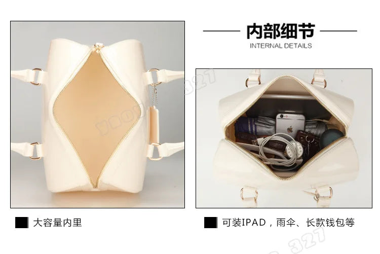 2024 Women Transparent Boston Handbag Candy Color Fashion Girls Jelly PVC Simple Waterproof Silicone Pillow Big Crossbody Bag