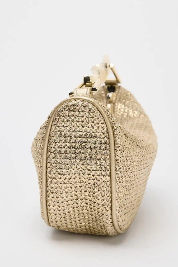 Summer Half-Moon Beach Straw Shoulder Bags Women's Straw Bucket Bag Purse Woven Straw Handbags Casual Tote Crossbody Bag