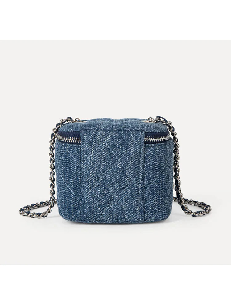 Denim Female Retro Unisex Mini Diamond Jean Check Chain Small Square Crossbody Bags Handbags Letter Shoulder Shopper Purse