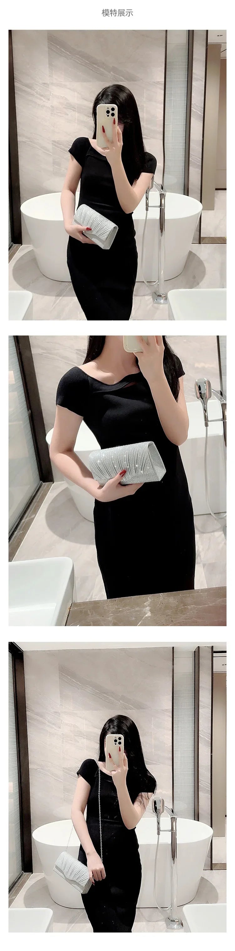 Evening Bag Dress Versatile European and American Clutch Bag Crossbody Celebrity Fashion Diamond Bow Chain Bag Lady Handbag