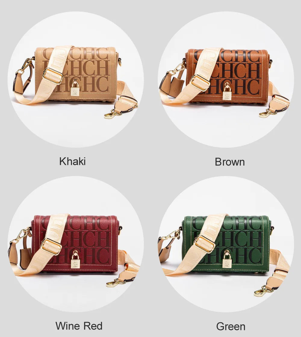 CH Fashion Design 2025 New Solid Colour Printed Head Bag Model Metal Accessories Buckle Women's Shoulder Bag Luxury Brand