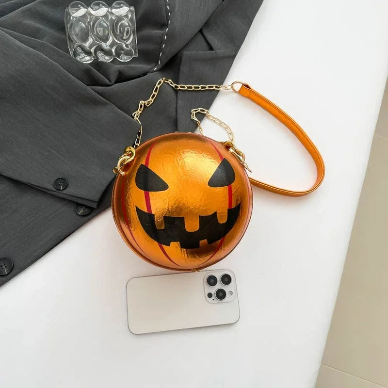 Thick Chain Handbag Clutch Bag 2024 New Halloween Handbag Purse Ghost Festival Pumpkin Crossbody Bag Lady Mini Phone Bag