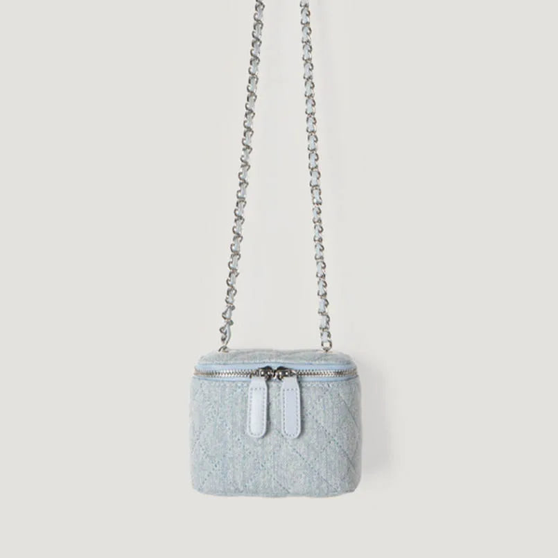 Denim Female Retro Unisex Mini Diamond Jean Check Chain Small Square Crossbody Bags Handbags Letter Shoulder Shopper Purse