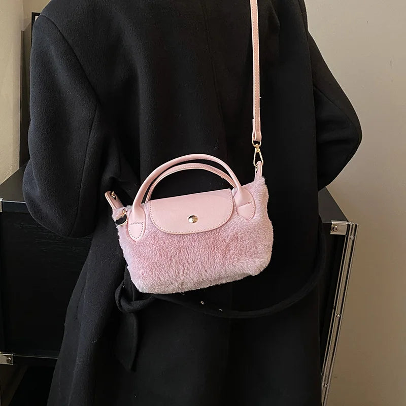 Cute Autumn And Winter Plush Mini Handbag Fashion Temperament Girls Mini Coin Purse Korean Version Versatile Crossbody Bag