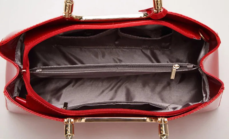 Luxury Designer Handbags Women 2024 High-end Evening Party Clutch Bag Ladies Bright Patent Leather Top Handle Underarm Bags