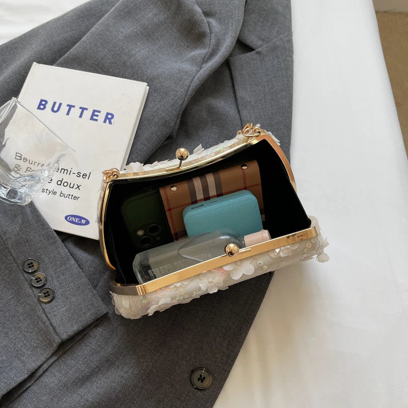 LEFTSIDE Chinese Style Small Cloth Shoulder Bags for Women 2024 Luxury Fashion Handbags Quality Chain Evening Crossbody Bag