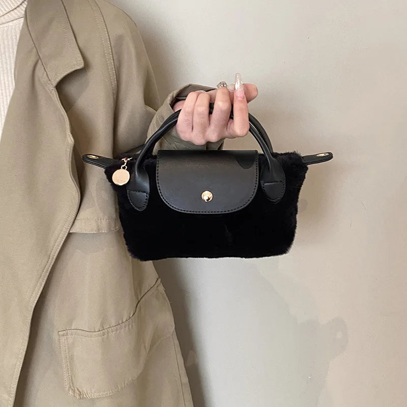 Cute Autumn And Winter Plush Mini Handbag Fashion Temperament Girls Mini Coin Purse Korean Version Versatile Crossbody Bag