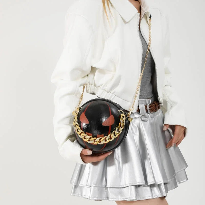 Thick Chain Handbag Clutch Bag 2024 New Halloween Handbag Purse Ghost Festival Pumpkin Crossbody Bag Lady Mini Phone Bag