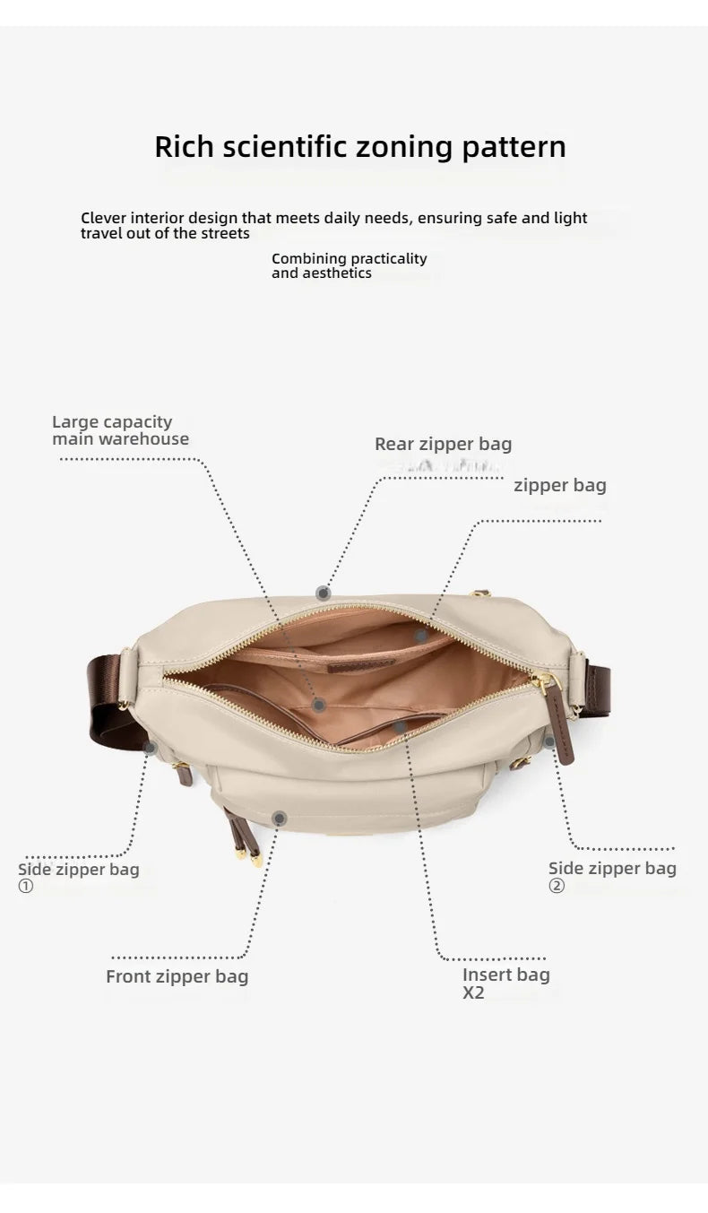 GOLF Quality Women's Waterproof Oxford Crossbody Bag Casual Multifunctional Shoulder Messenger Handbag Fashionable Sling Bag