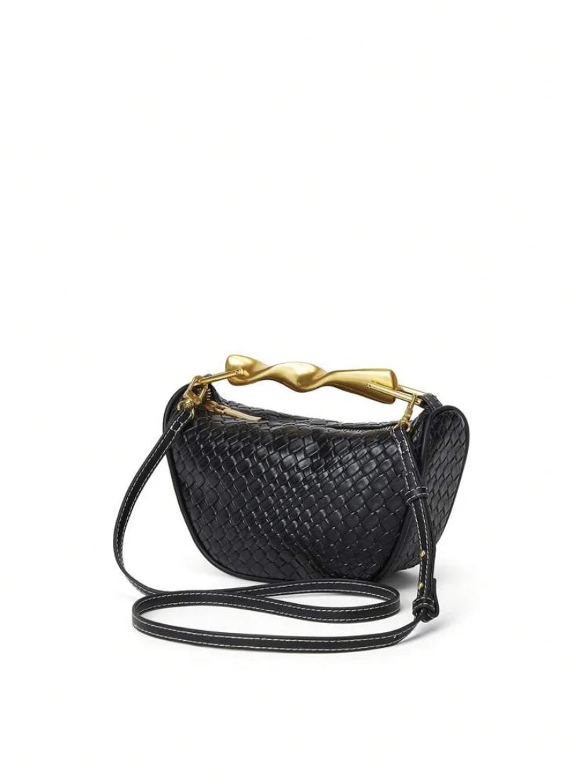 Summer Half-Moon Beach Straw Shoulder Bags Women's Straw Bucket Bag Purse Woven Straw Handbags Casual Tote Crossbody Bag