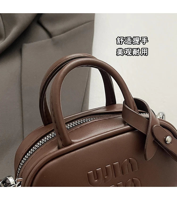 Bowling mini small bag style 2025 famous brand all-match lipstick bag light luxury designer niche high-end messenger bag trend