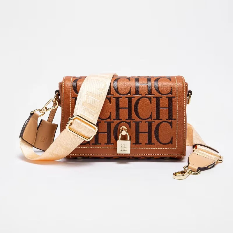 CH Fashion Design 2025 New Solid Colour Printed Head Bag Model Metal Accessories Buckle Women's Shoulder Bag Luxury Brand