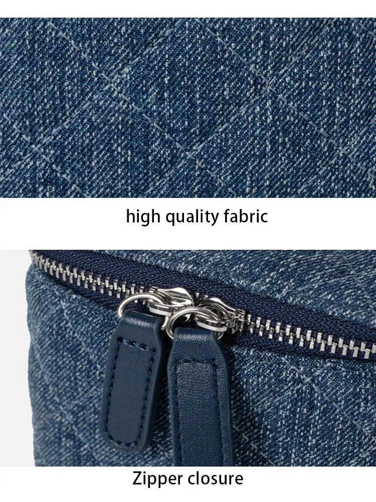Denim Female Retro Unisex Mini Diamond Jean Check Chain Small Square Crossbody Bags Handbags Letter Shoulder Shopper Purse