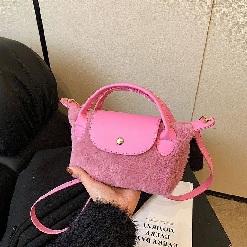 Cute Autumn And Winter Plush Mini Handbag Fashion Temperament Girls Mini Coin Purse Korean Version Versatile Crossbody Bag