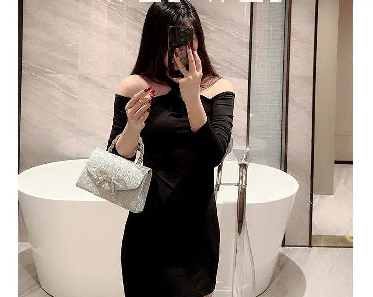 Evening Bag Dress Versatile European and American Clutch Bag Crossbody Celebrity Fashion Diamond Bow Chain Bag Lady Handbag