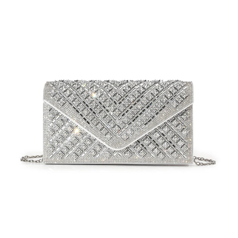 Fshionable Women's Eveningbag Full Diamonda Sparking Luxury Rhinestone Clutch Bag Embellished Sequin Shiny Wedding Banquet Bags