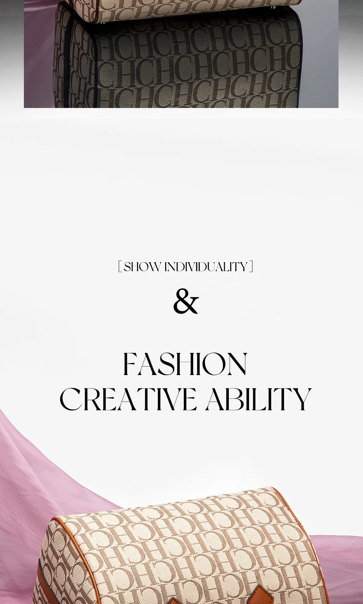 CHCH Women's Pillow Bag Autumn/Winter New Collection Letter Handbag Brown Boston Bag