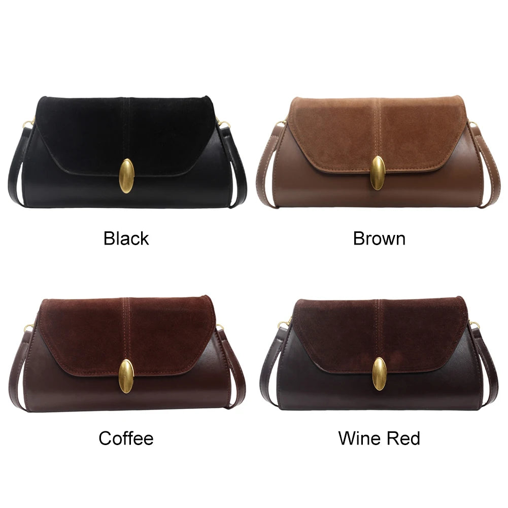 Fashion PU Shoulder Bag Stylish Crossbody Bag Adjustable Strap Vintage Small Tote Bag Trendy Commuting Bag Slouchy Hobo Bag