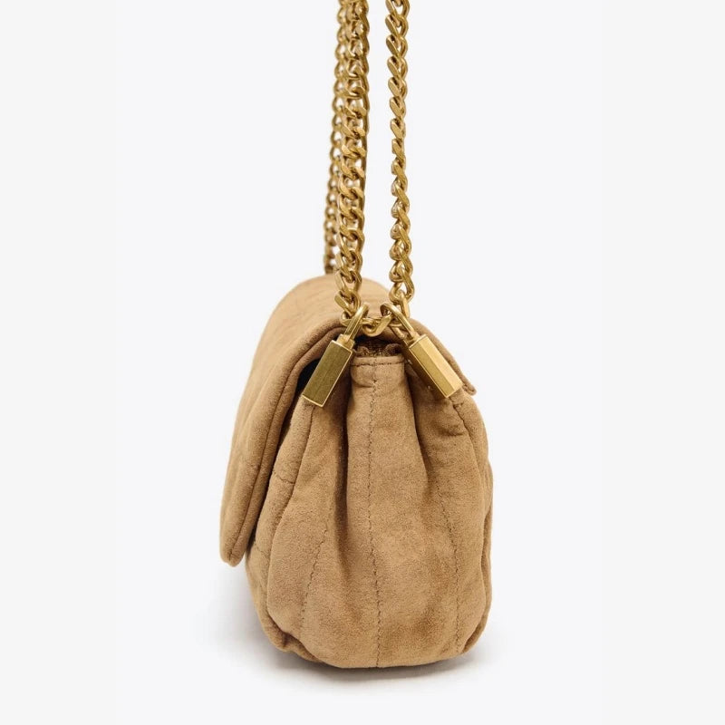 SUEDE SHOULDER BAG, Women's New Fashion Handbags, Luxury Design Top Handle Underarm Bag, Small Baguette Bag with Crossbody Strap