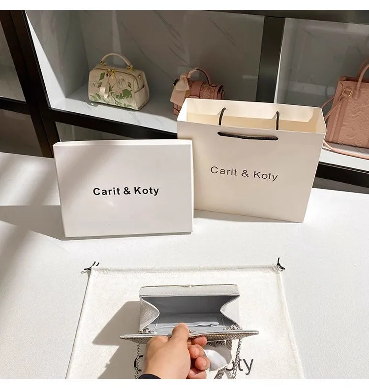 Crystal Shiny Diamond Evening Bag Luxury Glitter Bow Knot High Quality Women Handbag Wedding Party Clutch Purse Shoulder Bag