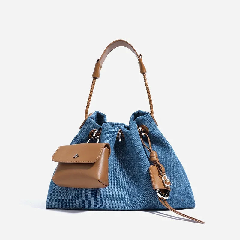 New Denim Series Handbag Fashion Straw Denim Dags for Women Minimalist Crossbody Messenger Designer Luxury Tote Bag Coin Wallet