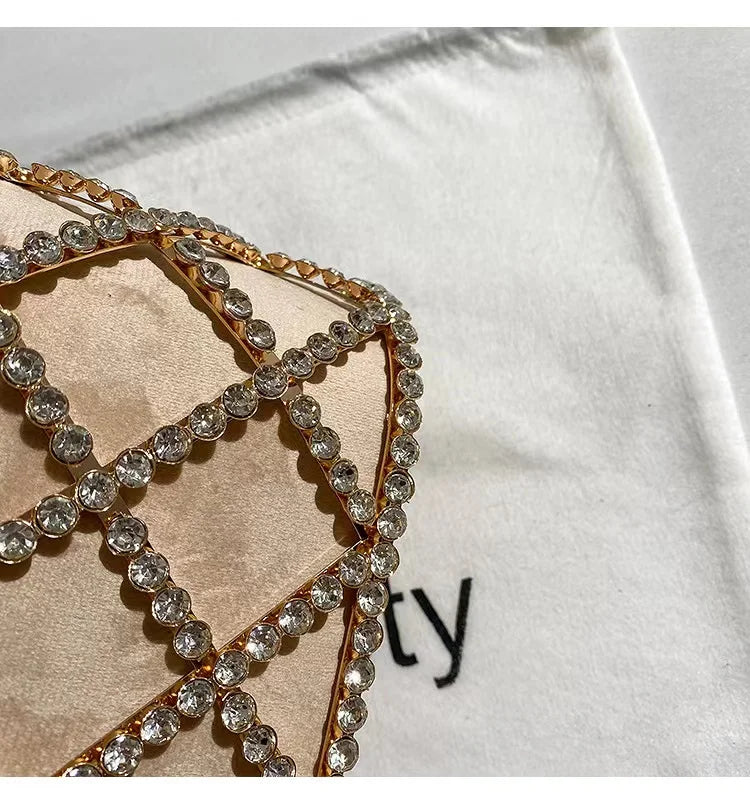 Luxury Designer Glod Metal Cage Pearl Beading Handle Women Handbag Evening Bag Wedding Party Clutch Purse Shoulder Crossbody Bag
