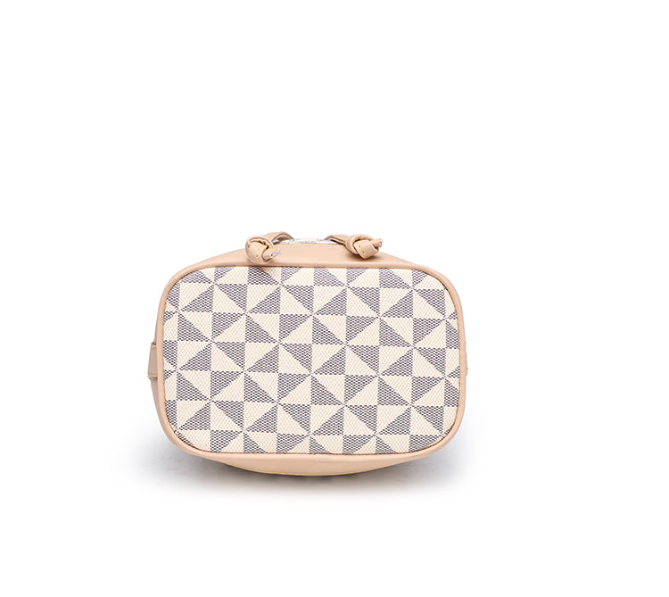 Floral Women Bucket Bags Leather Ladies Shoulder Bags Drawstring Women Side Bags