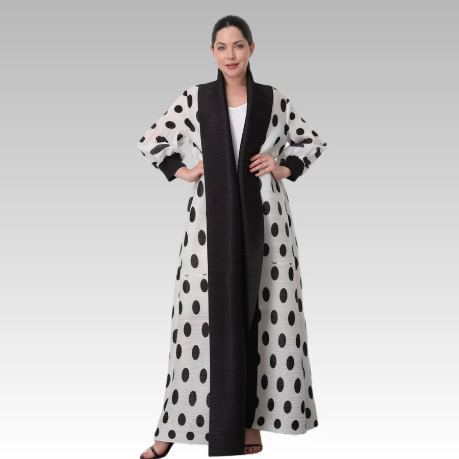Dubai Style Vintage Chic Muslim Abaya for Women Manufacture Customized Pleated Open Cardigan Kaftan Jacket Long Abayas for Eid — Printing color 3