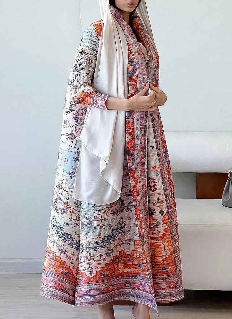 OEM/ODM High Quality Abaya 2025 Dubai Women's Modest Traditional Muslim Plus Size Front Open Cardigan Pleated Long Kaftan Robe — color  15