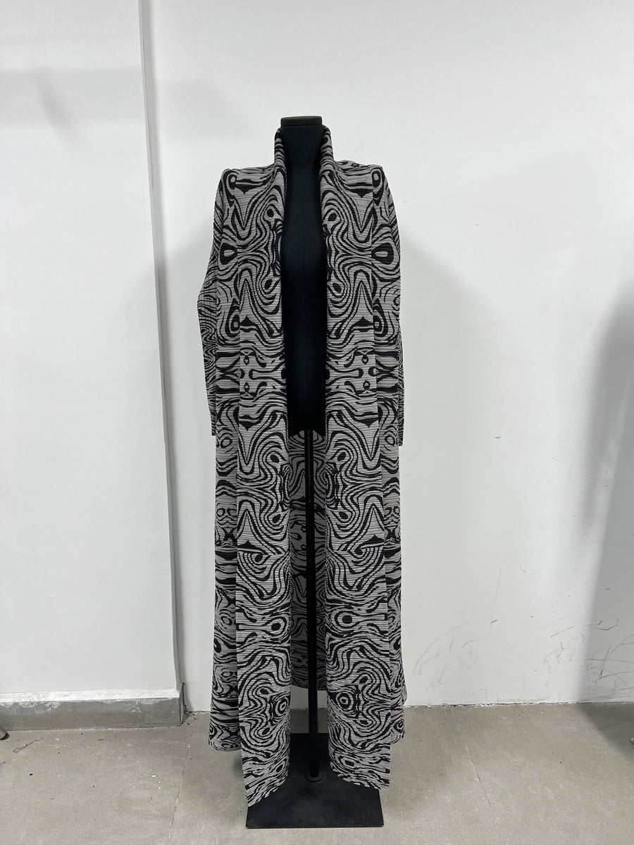 Miyake Pleated Abaya Women Muslim Dress Turndown Collar Floral Printed Modets Jacket Style Long Robe Pour Femme for Tall Ladies — color 4