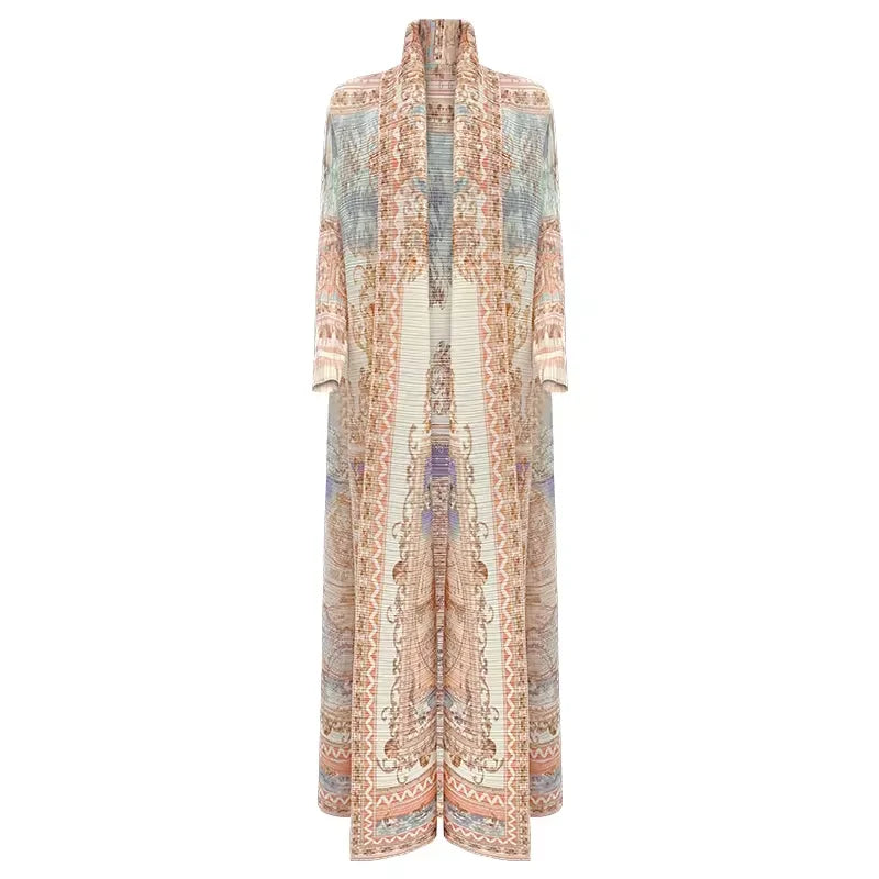 OEM/ODM High Quality Abaya 2025 Dubai Women's Modest Traditional Muslim Plus Size Front Open Cardigan Pleated Long Kaftan Robe — color  3