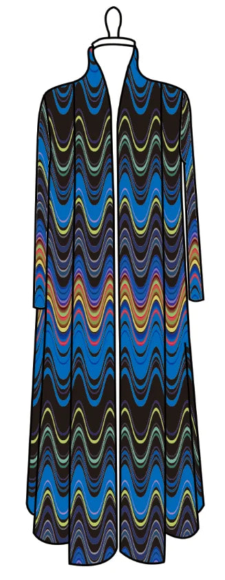 Customized Dubai Style Middle East Abaya for Women Modest Open Cardigan Kaftan Coat for Ramadan Light Luxury Pleated Long Robe — print color 4