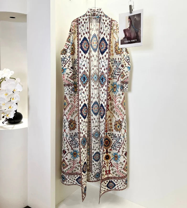 Classy Solid Abaya for Women Modest Muslim Open Front Cardigan Kimono Pleated Miyake Casual Kaftan ODM Long Robe Jackets Ramadan — color 8