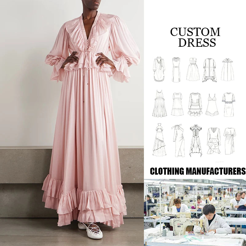 Hot Summer Sale Women's Mid-Length Elegant Casual Dress with Loose Round Neck and Natural Waistline Woven Eco-Friendly Dress — Pink - Image 2