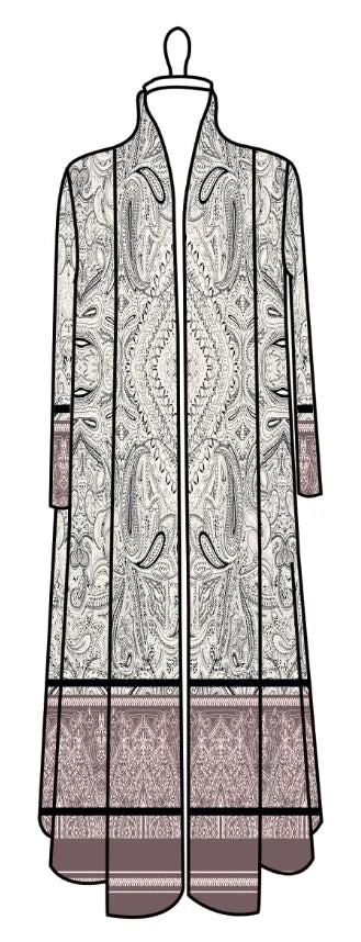 Customized Dubai Style Middle East Abaya for Women Modest Open Cardigan Kaftan Coat for Ramadan Light Luxury Pleated Long Robe — print color 8