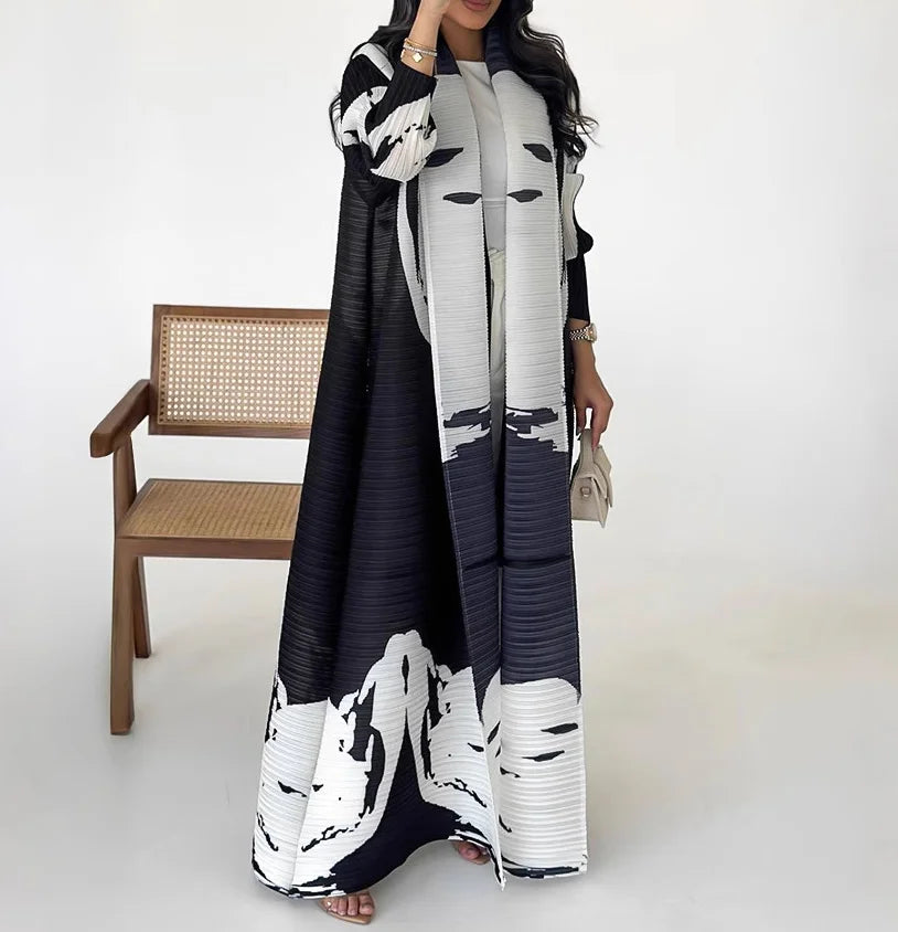 OEM/ODM High Quality Abaya 2025 Dubai Women's Modest Traditional Muslim Plus Size Front Open Cardigan Pleated Long Kaftan Robe — color  23