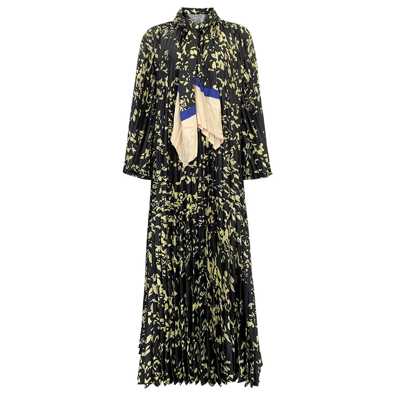 Customized Dubai Style Middle East Abaya for Women Modest Open Cardigan Kaftan Coat for Ramadan Light Luxury Pleated Long Robe — print color 9