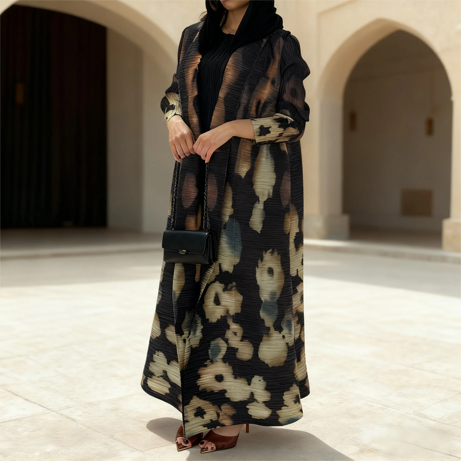 Elegant Pleated Abaya with Artistic Floral Print for Women Modest and Stylish Long Dress High-Quality Designer Outerwear ODM — 4