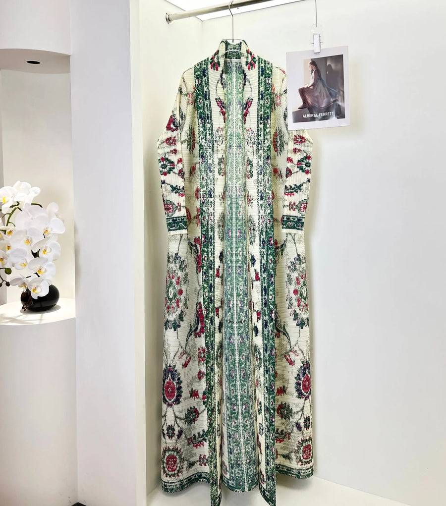 Miyake Pleated Abaya 2025 Women Muslim Dress Luxury Printed Middle East Arab Long Gown Plus Size Modest Robe for Tall Lady — color 4